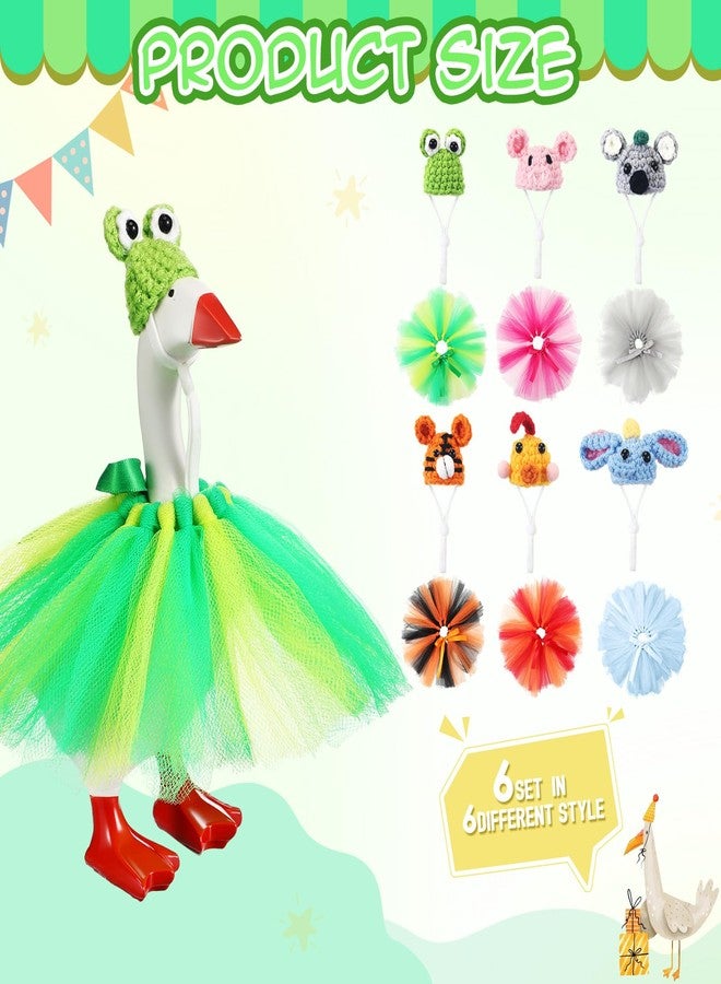 Sunnymove 6 Set 7 Inch Mini Desk Goose Outfits with Animals Shape Knitting Hat Tutu Dress Mini Desk Goose Customs for Magnetic Statue Key Holder Decor - Image 2